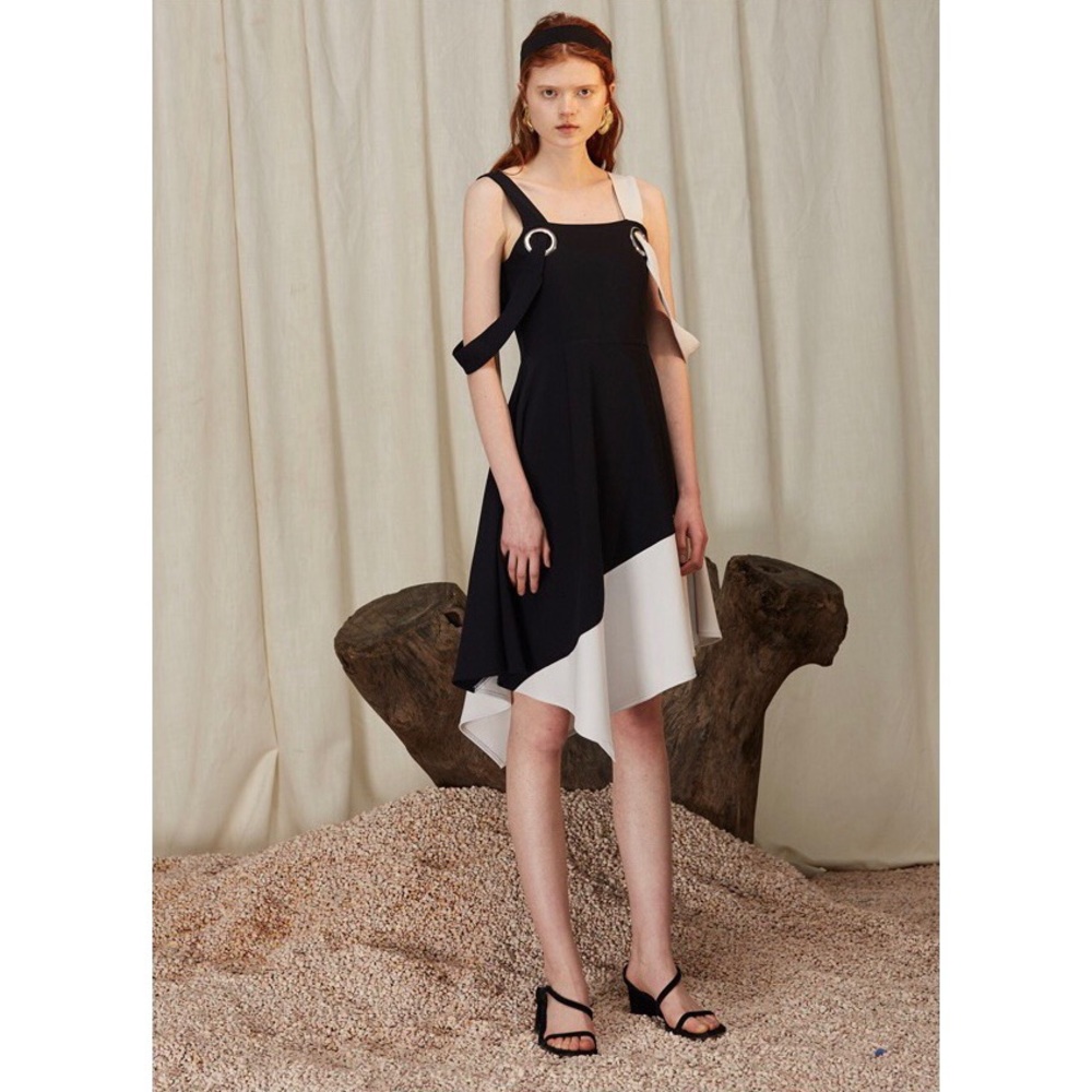 EvenVintage ColdShoulder ColorBlock Cocktail Dress